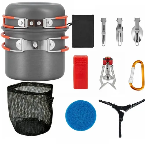 Camping Kochgeschirr SetOutdoor Camping Kochset AluminiumCamping Töpfe und Pf...