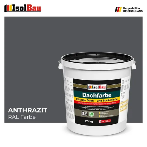 Dachfarbe Sockelfarbe Anthrazit 25kg - Industrielle Farben: Hochwertige Fassadenfarbe mit Nano Polymermembran, elastisch, schimmel- und UV-beständig – ideal für Innen- und Außenanwendungen.