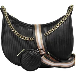 Cluty Umhängetasche Damen 021203 schwarz - Elegante Umhängetasche aus 100% italienischem Rindleder mit abnehmbarem Schultergurt und zusätzlichem Täschchen. Ideal für besondere Anlässe und vielseitig tragbar.