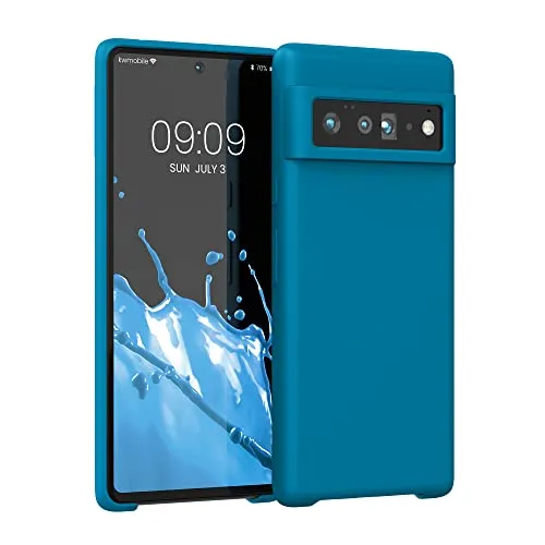 kwmobile Handyhülle für Google Pixel 6 Pro Hülle - Case Silikon - Kabelloses Laden - Schutzhülle Cover in Karibikblau