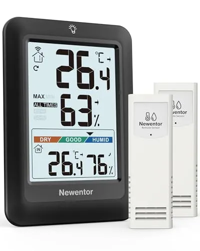 Newentor Thermometer Innen & Außen mit MAX/MIN Funktion
