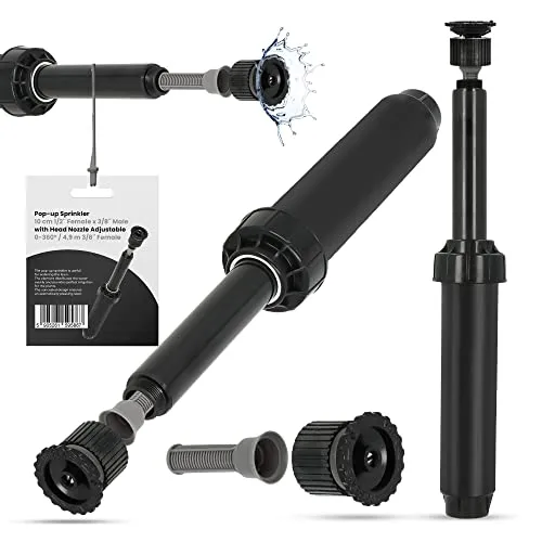 Versenkregner Rasensprenger 10cm Verstellbare Sprinklerdüse 360° 4,9m Universelle Professionelle Bewässerung für Rasenflächen Garten Pflanzbeete Sprinkleranlage Automatischer Sprinklersatz