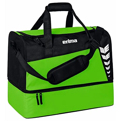 Erima Unisex Six Wings Sporttasche mit Bodenfach, Green/schwarz, M - Klassische Sporttaschen mit integriertem Bodenfach für optimalen Stauraum. Modernes Design und verstellbarer Schultergurt für höchsten Tragekomfort.