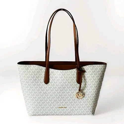 Michael Kors Shopper LG Tote ARDEN Umhängetasche VANILLA LOGO - Elegante Damen Schultertasche mit stabilem Doppelgriff und praktischem Reißverschluss. Ideal für den Alltag, bietet viel Platz und stilvolles Design im Vanilla-Look.
