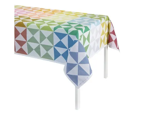 Tischdecke Origami Multico 140 x 140 cm von Le Jacquard Français - Hochwertige Tischdecke Origami Multico aus 100% Baumwolle, beidseitig verwendbar und pflegeleicht. Das lebendige geometrische Design bringt Farbe und Stil auf Ihren Tisch – perfekt für jeden Anlass.