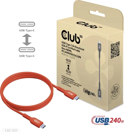 Club3D Kabel USB 2 Typ C PD 240W / 480Mb 1m