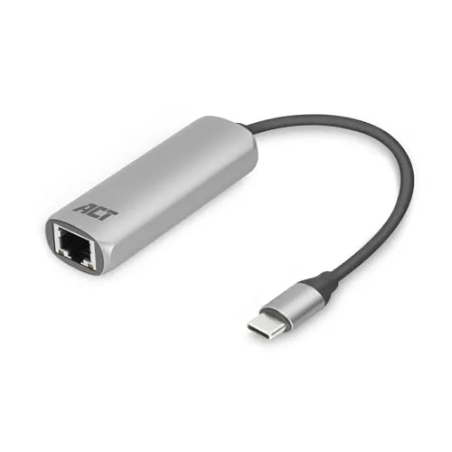 ACT AC7335 USB C zu Ethernet Adapter - WLAN-Zubehör mit RJ45 Gigabit Ethernet für blitzschnelle 10/100/1000Mbps Verbindung – ideal für Laptops und PCs ohne Netzwerkanschluss.