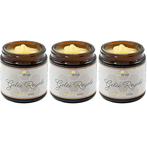 bedrop Bio Gelée Royal frisch & pur 3x100g in Bio Qualität I 10-HDA Gehalt >1,7% - 100% natürliche Bienenmilch - Frisches Gelee Royale vom Imker