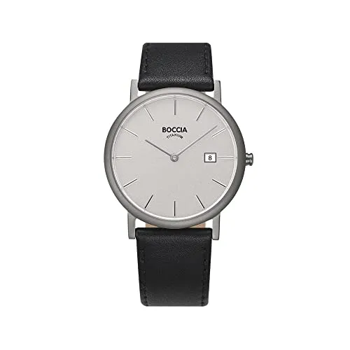Boccia Herren Analog Quarz Uhr mit Leder Armband 404TT363701 - Armbanduhren für Herren, elegante Titanuhr mit präzisem Quarzwerk und kratzfestem Saphirglas, ideal für jeden Anlass.