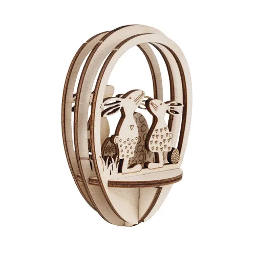 Holz-Steckt. Osterfreunde,FSCMixCred, natur, 5-tlg., für 10cm Ei, Beutel 1Set