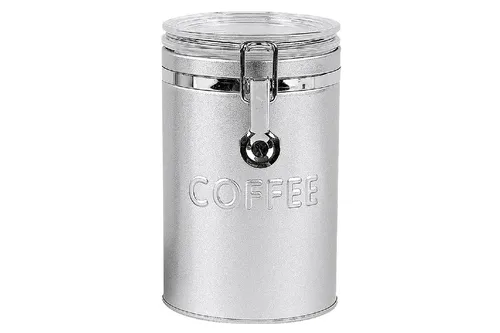 Kaffeedose Bügeldose für Kaffeebohnen - Frischhaltedose in Silber - Vorratsgefäß für Kaffeebohnen mit praktischem Bügelverschluss, leicht zu reinigen und wiederverwendbar. Ideal für die aromatische Aufbewahrung von bis zu 400g Kaffee.