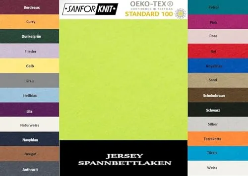 EXKLUSIV HEIMTEXTIL Jersey Spannbettlaken 180 x 200 cm Apfelgrün 100% Baumwolle Öko - Tex Zertifiziert Bed-Sheet Bettlaken Spannbetttuch