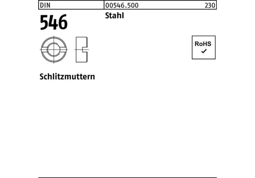 DIN 546 Schlitzmuttern Stahl M 10 K - 100 Stück - Hochwertige Stahl Schlitzmuttern M 10, ideal für sichere Verbindungen in Bauprojekten. Lieferung im praktischen 100er-Pack.