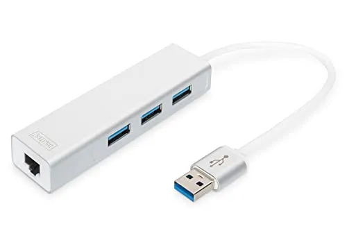 DA-70250-1 - 3-Port USB Hub, SuperSpeed USB 3.0 + Gigabit Ethernet, ideal für Desktop-Anwendungen in Weiß