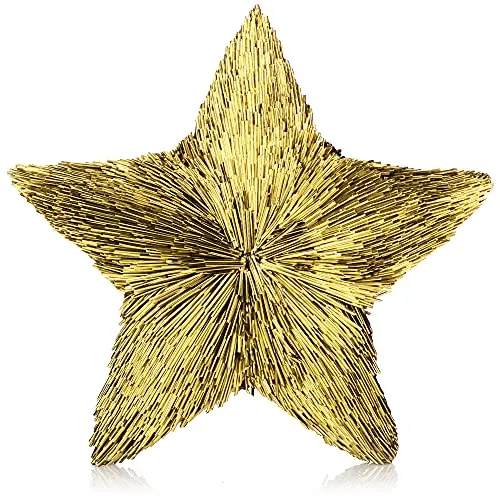COM-FOUR® Deko-Stern 3D aus Kunststoff - metallisch glänzender Dekostern - Klassische Dekoration für Winter und Weihnachten - ca. 20cm (goldfarben)