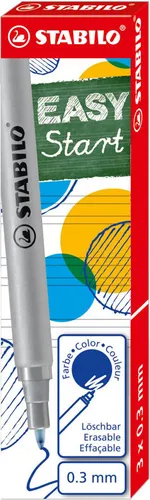 STABILO Patrone für Tintenroller EASYoriginal - 3 Stück, löschbare blaue Tinte, feine Strichstärke von 0,3 mm für präzises Schreiben