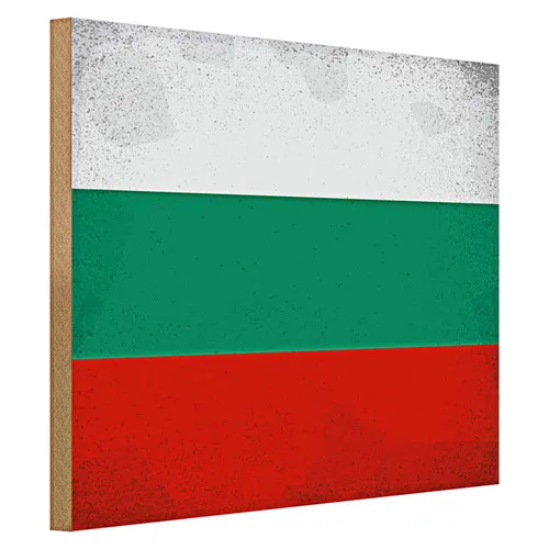 Holzschild Flagge Bulgarien 40x30cm Flag Bulgaria Vintage