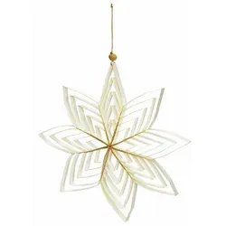 Spetebo Dekostern Weihnachtsstern 3D aus Papier weiß - 30 cm / groß, 1 St., Weihnachts Deko Hänger mit goldenem Glitzer - Advent Winter Dekoration weiß Ø 30 cm