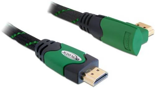 Delock HDMI Anschlusskabel HDMI-A Stecker 3m Schwarz, Grün 82953 Rund, 4K UHD, vergoldete Steckkontakte, verdrillt HDMI-Kabel