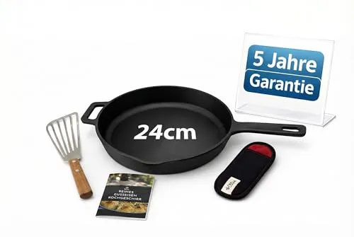 Ottia 24cm Gusseisenpfanne – Robust und vielseitig - Die Ottia Gusseisenpfanne (24cm) sorgt für gleichmäßige Hitzeverteilung und ist ideal für alle Herdarten. Langlebig, mit natürlichem Antihaft-Effekt, perfekt für saftige Steaks und knusprige Bratkartoffeln.