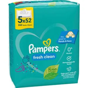 Pampers Feuchttücher Fresh Clean, 260 Tücher, parfümiert, je 52 Stück, 5 Pack