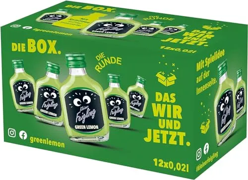 Kleiner Feigling Green Lemon (12 x 20 ml) – Feinster Vodka mit spritzigem Limettengeschmack – Der kultige Feier-Schnaps für jede Fete – Frech, fruchtiger Shot – 15 % Vol.
