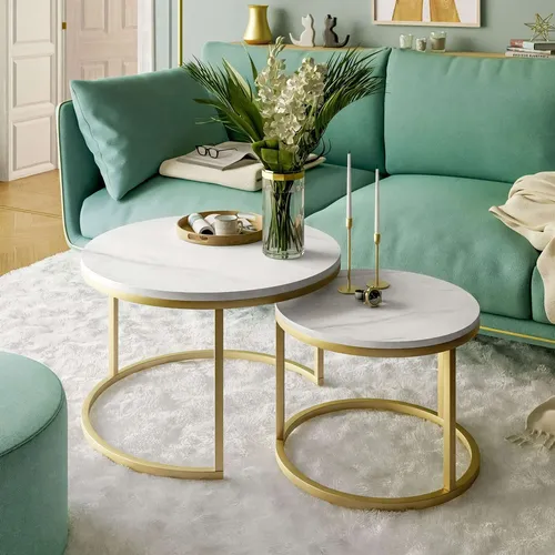 Couchtisch CIRI 2in1 LEVANTO mit goldenem Gestell