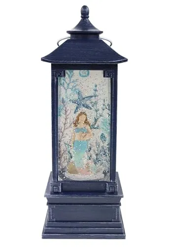 Meerjungfrau LED-Laterne mit Glitzerwirbel, 11x11x29 cm - Bezaubernde LED-Laterne im maritimen Design mit einer Meerjungfrau und funkelndem Glitzer. Ideal für stimmungsvolle Beleuchtung und als dekoratives Highlight in jedem Raum. Perfekt für Meerliebhaber!