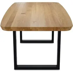 Porto Esstisch 200x100 Wildeiche mit organischer Kante - Eleganter Esstisch aus Wildeiche mit einzigartiger organischer Kante und stabilem Metallgestell. Ideal für stilvolle Essbereiche und gesellige Runden.