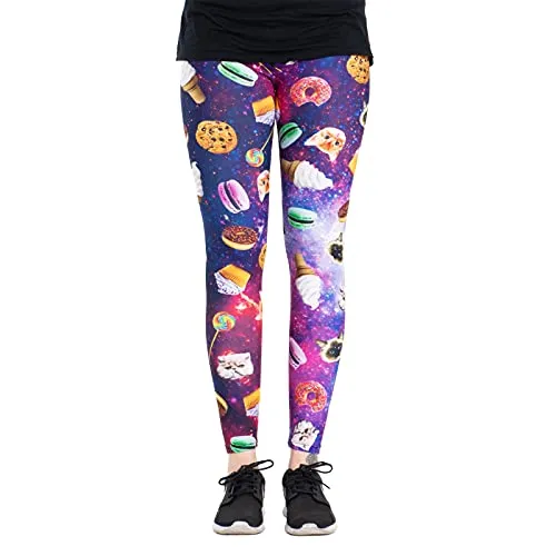 cosey - Festival-Party-Line Leggings (Einheitsgröße) - (Cats & Food)