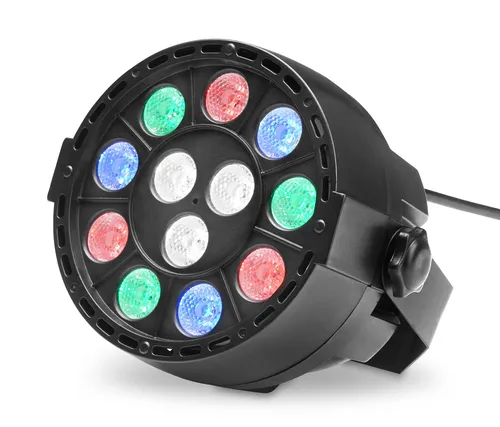 Showlite SPS-121 LED Smart Party Spot 12x 1W RGBW - Scheinwerfer mit 12x 1W RGBW-LEDs, ideal für Partys und Events, kompakt und leistungsstark mit DMX-Betrieb für kreative Lichtgestaltungen.