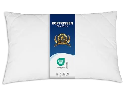 ZOLLNER 5er Set Kopfkissen - 50x80 cm - mit Reißverschluss – Individuell anpassbare Füllung aus Synthetikfasern - bis 95°C waschbar - Bezug aus Baumwollmischung - Hotelqualität