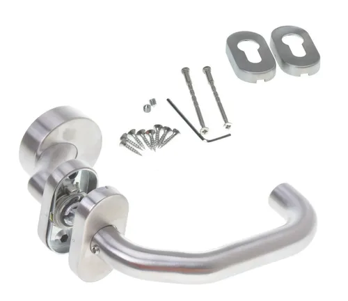 Aqbau® Türdrücker mit Türknopf Edelstahl Zylinderform Türknauf Knauf Rosette PZ