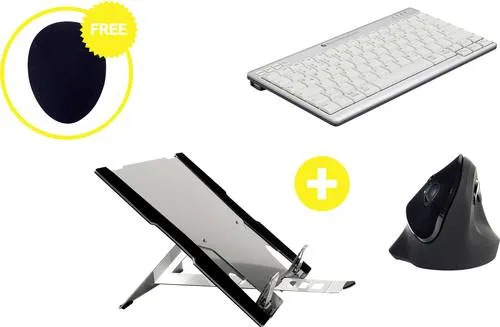 BakkerElkhuizen Homeworking Box Professional PLUS DE Home Office-Set Höhen-Bereich: 9 bis 22cm Schwarz/Silber