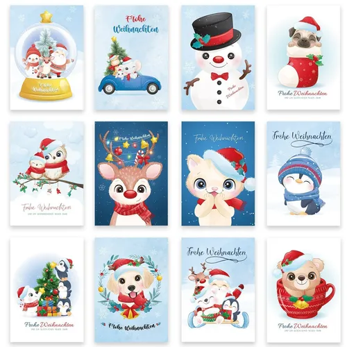 Süße Weihnachtskarten Set