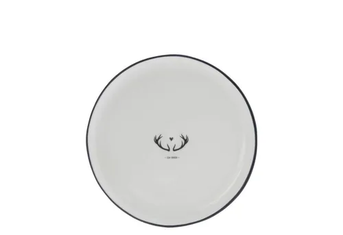 Bastion Collections Kuchenteller Schwarzes Herz, Spülmaschinengeeignet, Weiß, Motiv: Geweih