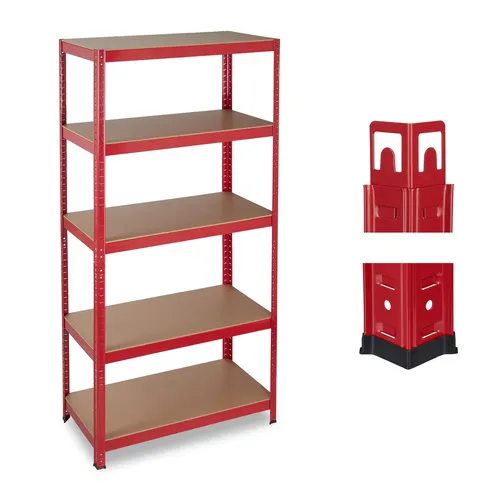 relaxdays Schwerlastregal 10026750_0 rot 90x45x180 cm