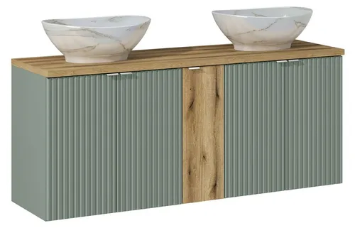 Produktbild Doppelwaschtisch 140cm Jade in Grün und Holzoptik