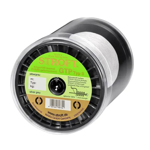 Schnur STROFT GTP Typ S Geflochtene 2000m Silbergrau S6-0,28mm-16kg - Hochwertige geflochtene Angelschnur mit extra glatter Oberfläche für optimierte Wurf- und Schnurdistanz. Ideal für Angler, die auf Leistung und Qualität setzen.