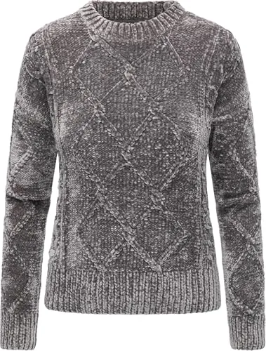 Ragwear Damen weicher Pullover Strickpullover Longsleeve mit tollem MusterJannina Stone Grey Gr. L