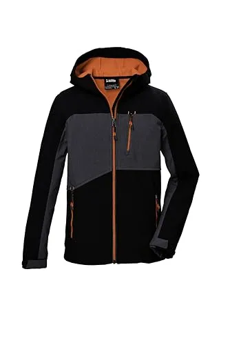 killtec Jungen Softshelljacke KOW 367 BYS, schwarz - Funktionsjacke mit 10.000 mm Wassersäule, wasser- und windabweisend, ideal für Outdoor-Aktivitäten und umweltfreundlich dank PFC-freier Herstellung.