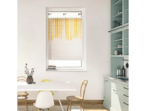 Lichtblick Plissee Klemmfix - Blickdicht und ohne Bohren in Flowing Honey Gelb - Rollos mit brillanten Digitaldruckmotiven, 100% Made in Germany, einfache Montage ohne Bohren und stufenlose Höhenverstellung für perfekten Lichtschutz.