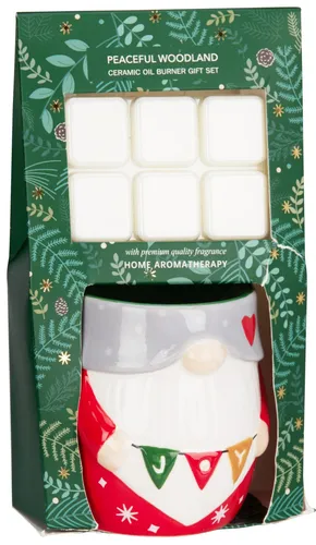 Geschenkset Duftlampe Ölbrenner Weihnachtswichtel + Duftwachs Peaceful Woodland