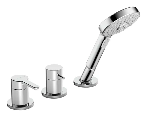 Hansa Hansadesigno Style Einhandmischer 3-Loch - Armaturen Set für entfernten Wanneneinlauf, ideal für moderne Badezimmer mit eleganter Rosette und einfacher Montage.