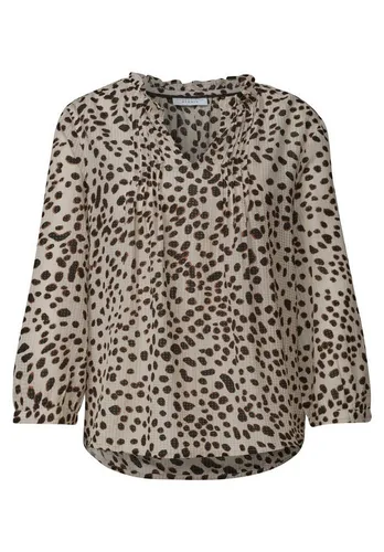 Street One 3/4-Arm Bluse mit Split Neck und Print in Schwarz