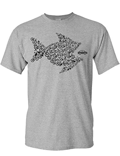 Baddery Fahrrad T-Shirt Herren : Bikes of The World Organize - E-Bike Rennrad Zubehör (Heather Grey L)