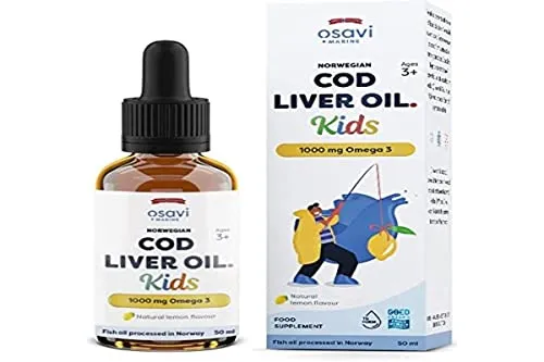 Osavi Norwegian Cod Liver Oil Kids, 1000mg Omega 3 (Lemon) - 50 ml.