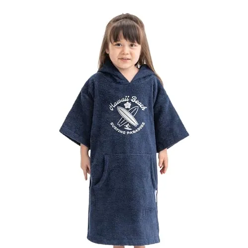 Kinder Bademantel Badeponcho mit Kapuze - Unisex - Bademode für Kinder, ideal für nach dem Schwimmen, aus saugfähiger Baumwolle und maschinenwaschbar, perfekt für 10-13 Jahre.