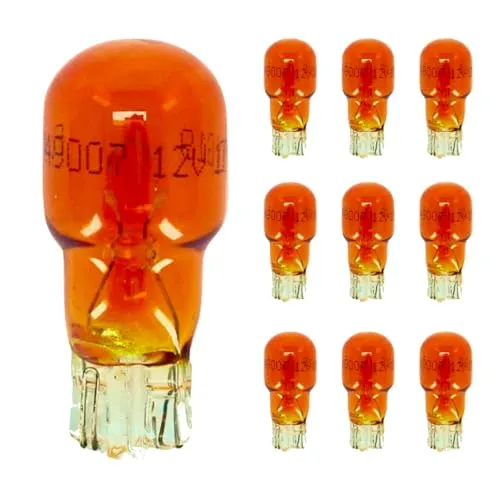 cyclingcolors 10x Glühbirne glühlampe 12V 10W T13 W2.1x9.5D glassockel lampe wedge auto motorrad moped roller kennzeichenbeleuchtung rückfahrlicht blinker, orange