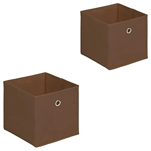 IDIMEX Stoffbox ELA, praktische Faltbox im 2er Pack, schöne Aufbewahrungsbox faltbar, einfacher Einschubkorb in braun